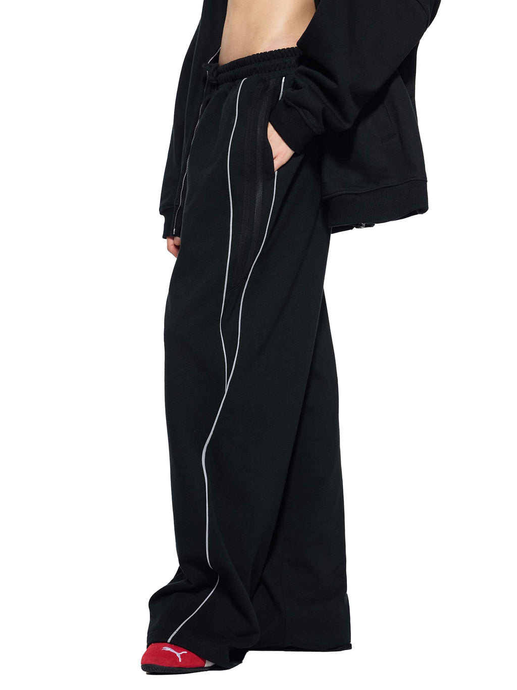 Reflective Striped Baggy Sweatpants