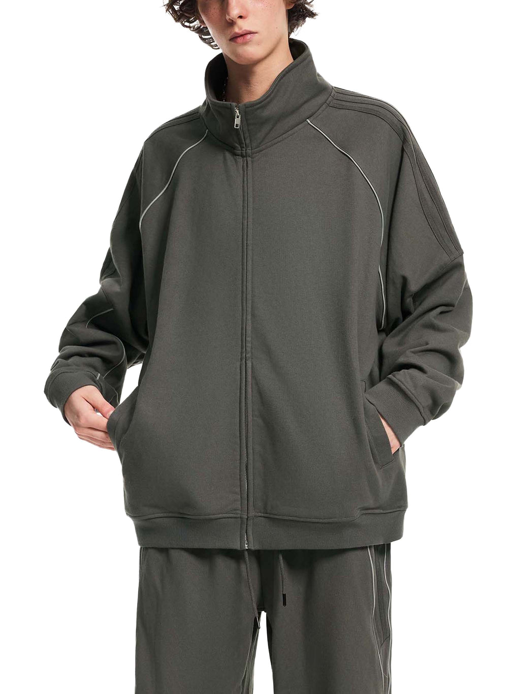 Reflective Striped Sleeve Jacket