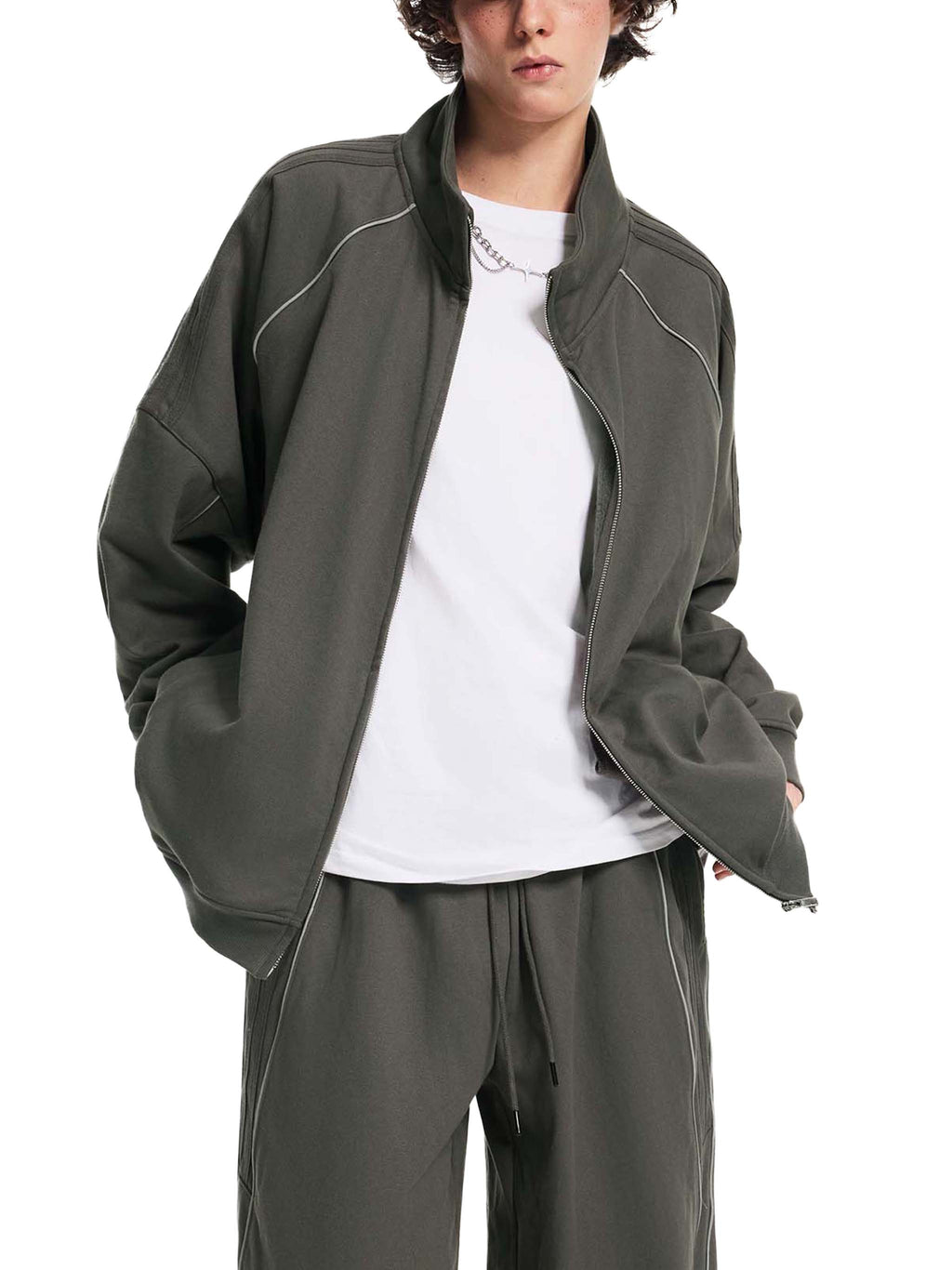 Reflective Striped Sleeve Jacket