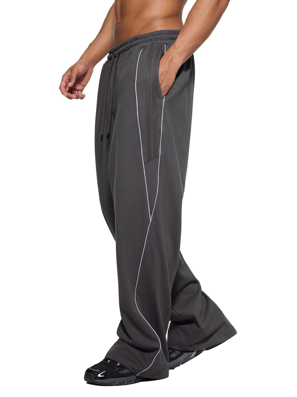Reflective Striped Baggy Sweatpants