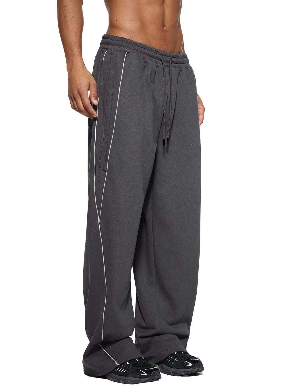 Reflective Striped Baggy Sweatpants