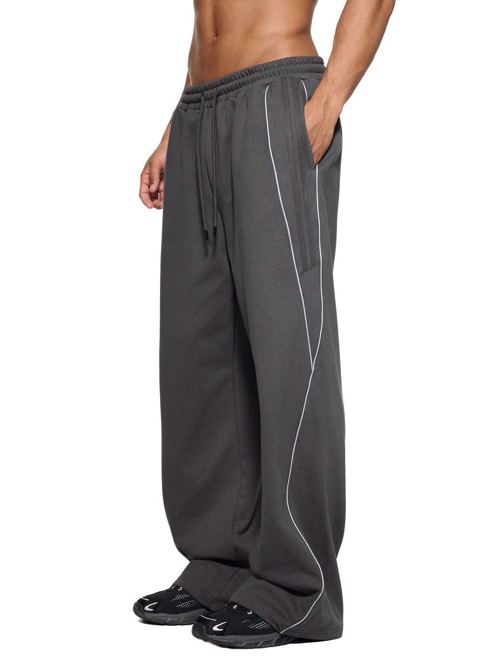 Reflective Striped Baggy Sweatpants